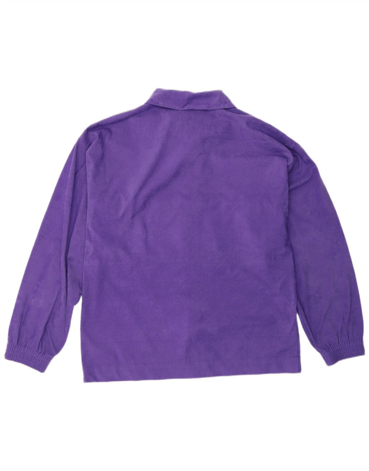 VERTICAL Mens Velour Tracksuit Top Jacket Medium Purple Colourblock