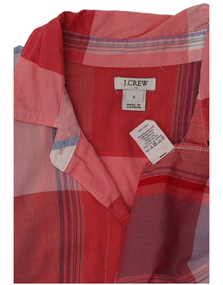 J. CREW Pulôver feminino de manga curta Reino Unido 10 pequeno algodão xadrez vermelho