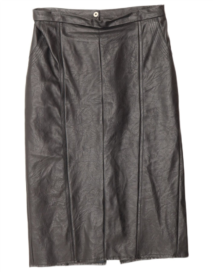Saia feminina de couro VINTAGE W28 couro preto médio