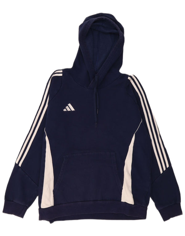 Adidas Mens Hoodie Jumper Médio Azul Marinho Colorblock Algodão