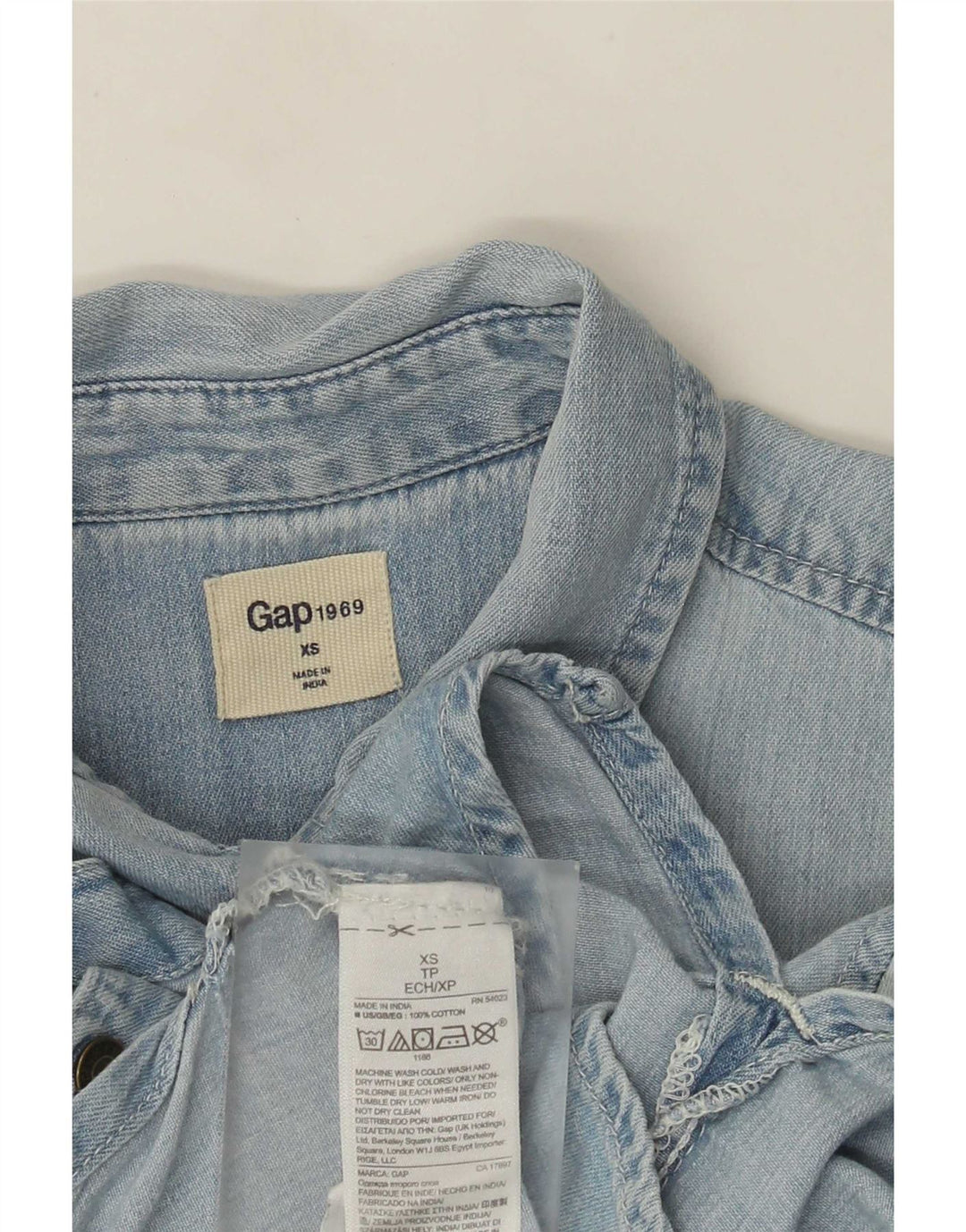 Camisa jeans oversized feminina Gap Reino Unido 6 XS azul algodão