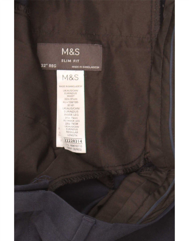 Calça masculina Marks & Spencer Slim Fit W32 L31 Poliéster Azul Marinho