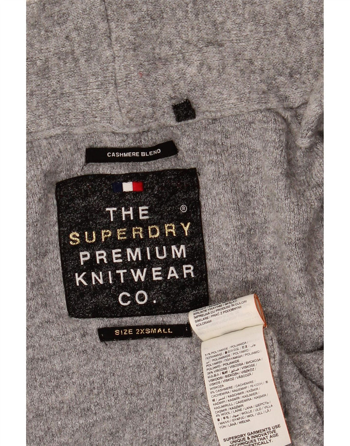 Suéter cardigã aberto superdimensionado feminino Superdry Reino Unido 2 2XS cinza manchado