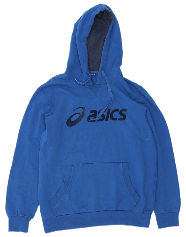 Asics Mens Graphic Hoodie Jumper Médio Azul Algodão