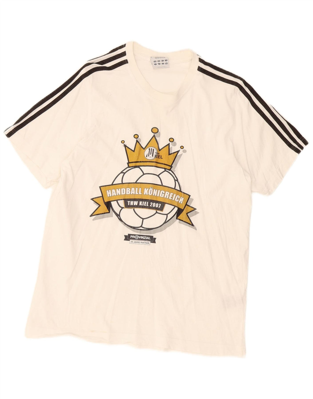 Camiseta gráfica masculina Adidas UK40/42 algodão branco médio
