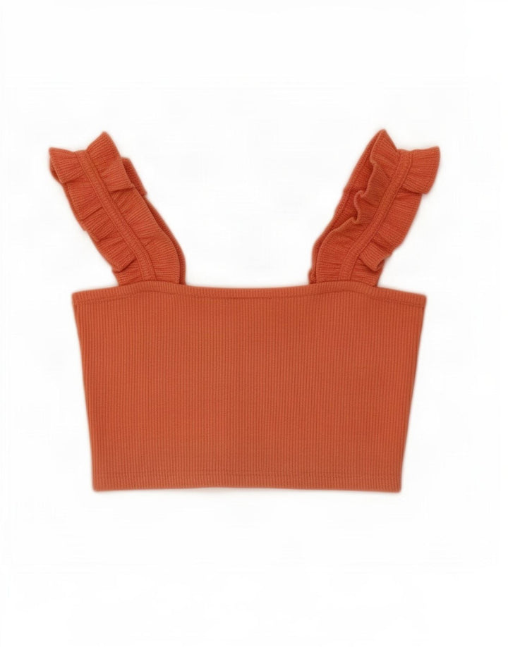 Zara Womens Crop Top UK 8 Pequeno Poliéster Laranja