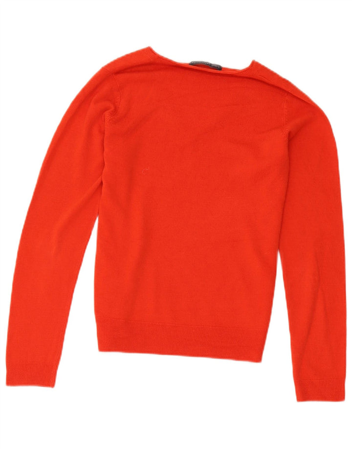 Suéter feminino Marks & Spencer com decote em V Reino Unido 8 pequeno laranja acrílico