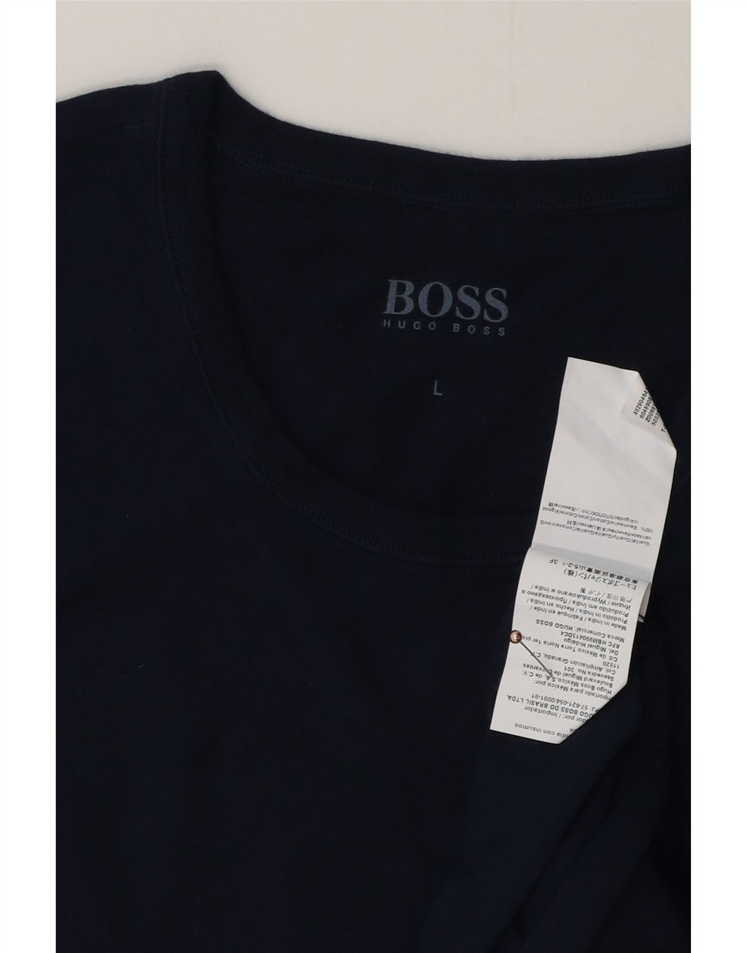 Camiseta masculina HUGO BOSS Top grande algodão azul marinho