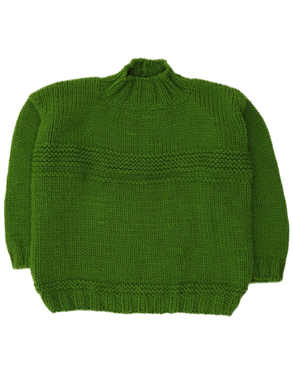 Suéter feminino vintage com gola tartaruga grande tamanho UK 18 XL verde