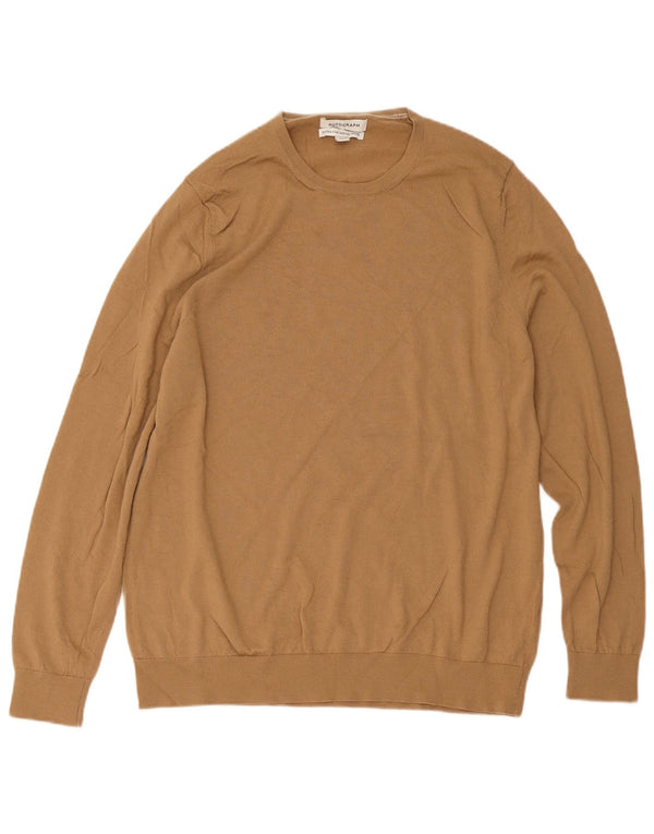 Suéter masculino Marks & Spencer Autograph com gola redonda 2XL bege