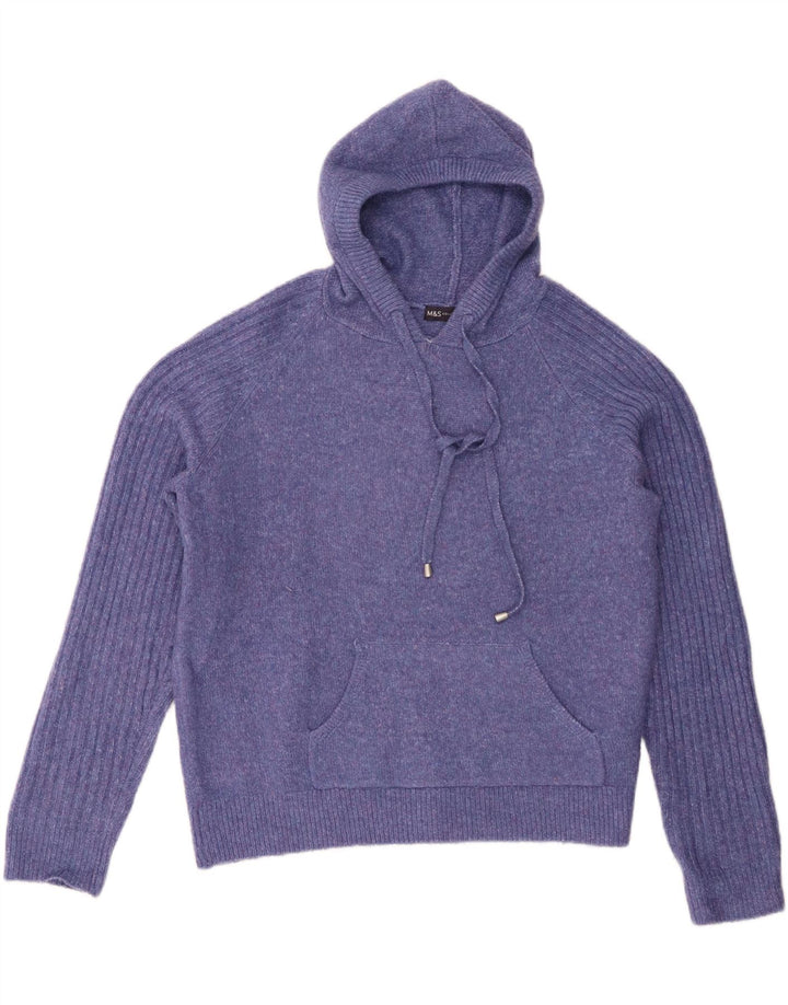 Suéter feminino Marks & Spencer com capuz grande e grande Reino Unido 14 médio roxo