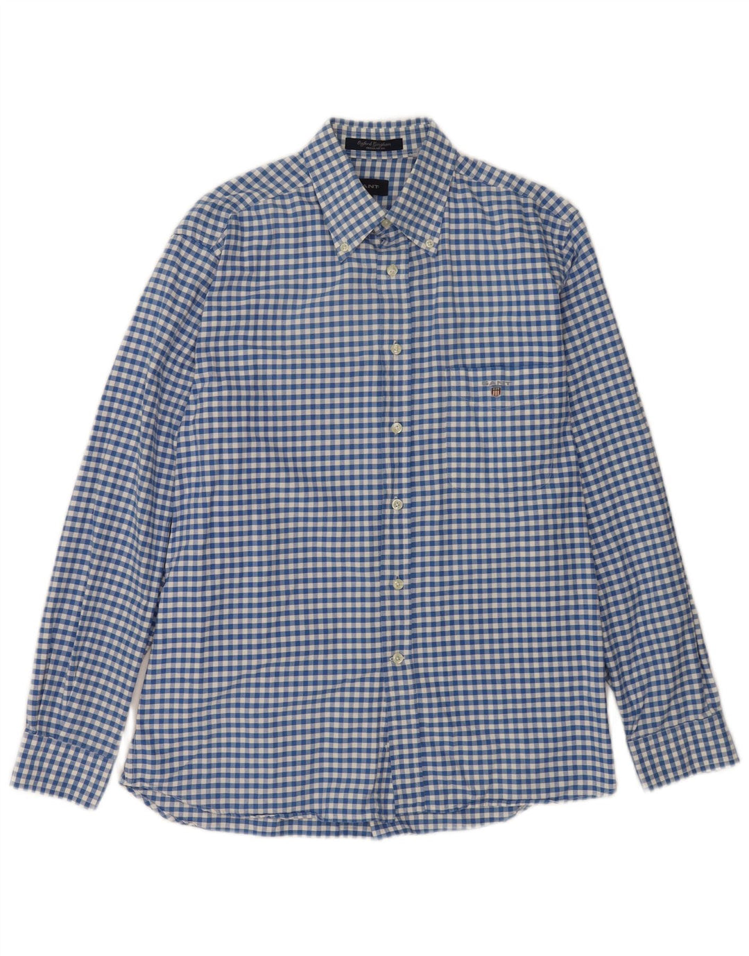 Camisa masculina Gant Regular Fit de algodão guingão azul médio