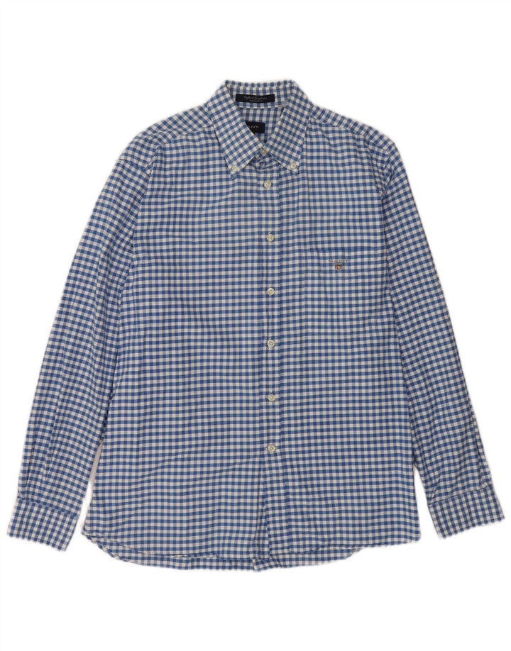 Camisa masculina Gant Regular Fit de algodão guingão azul médio