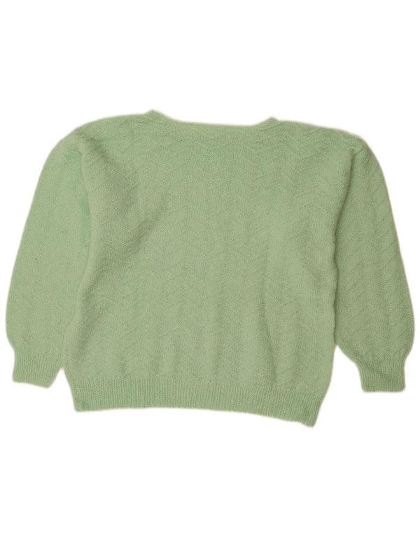 Suéter feminino VINTAGE com gola canoa UK 18 XL verde