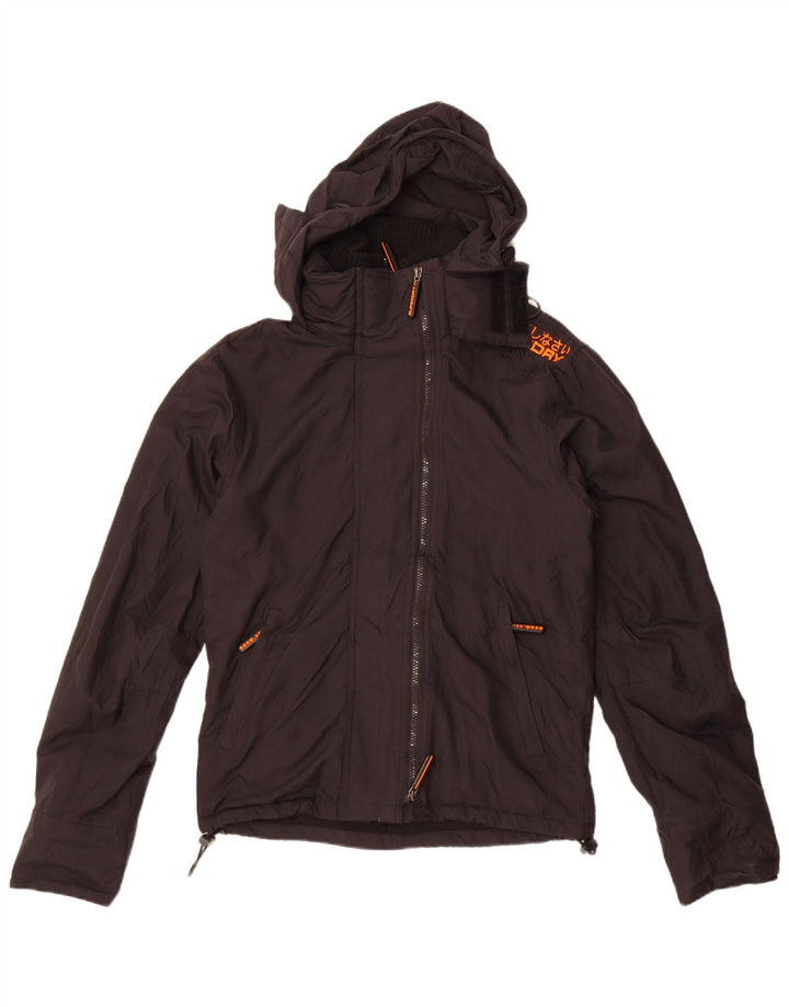 Jaqueta corta-vento masculina Superdry com capuz Reino Unido 36 pequeno preto nylon