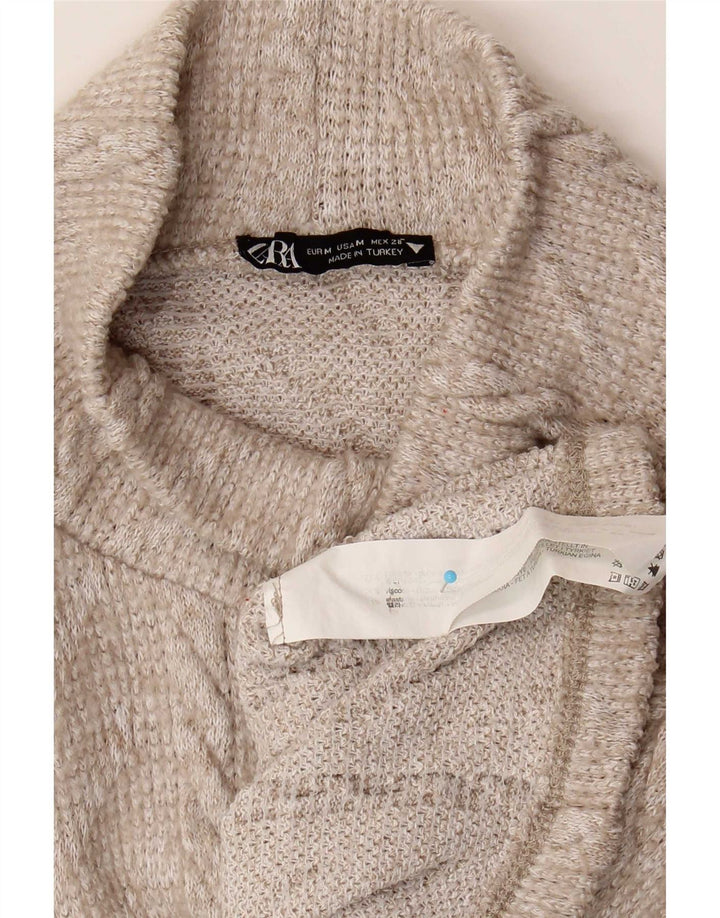 Zara Suéter feminino com gola tartaruga e gola alta, Reino Unido 14, médio, bege, poliéster