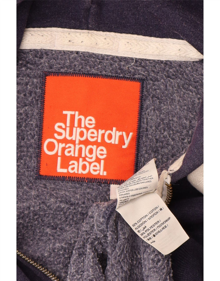 Suéter masculino Superdry com capuz e zíper médio algodão azul marinho