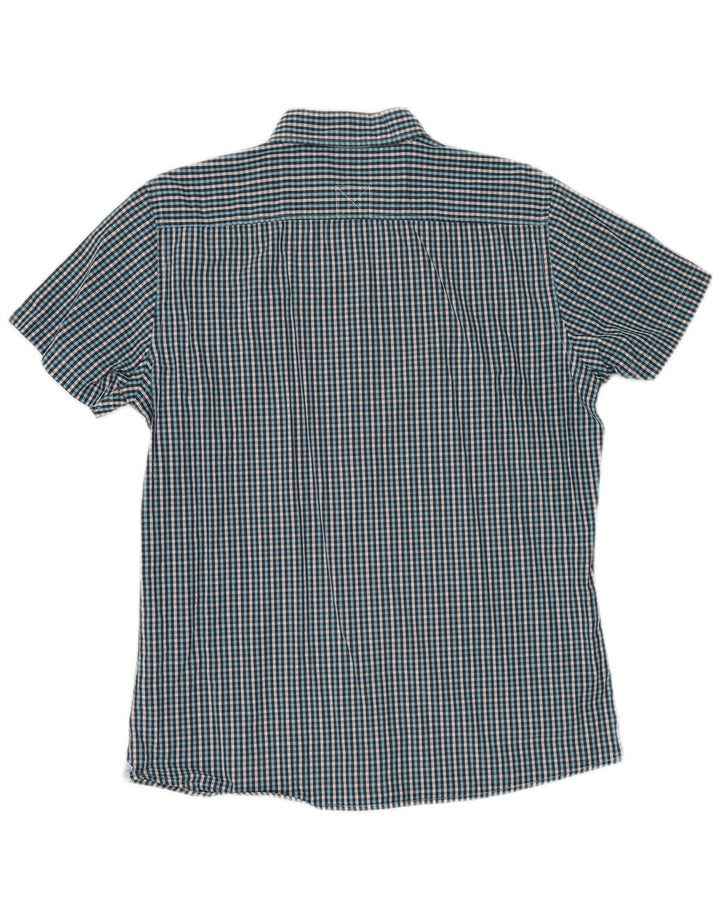 Camisa masculina de manga curta Conte of Florence grande azul guingão