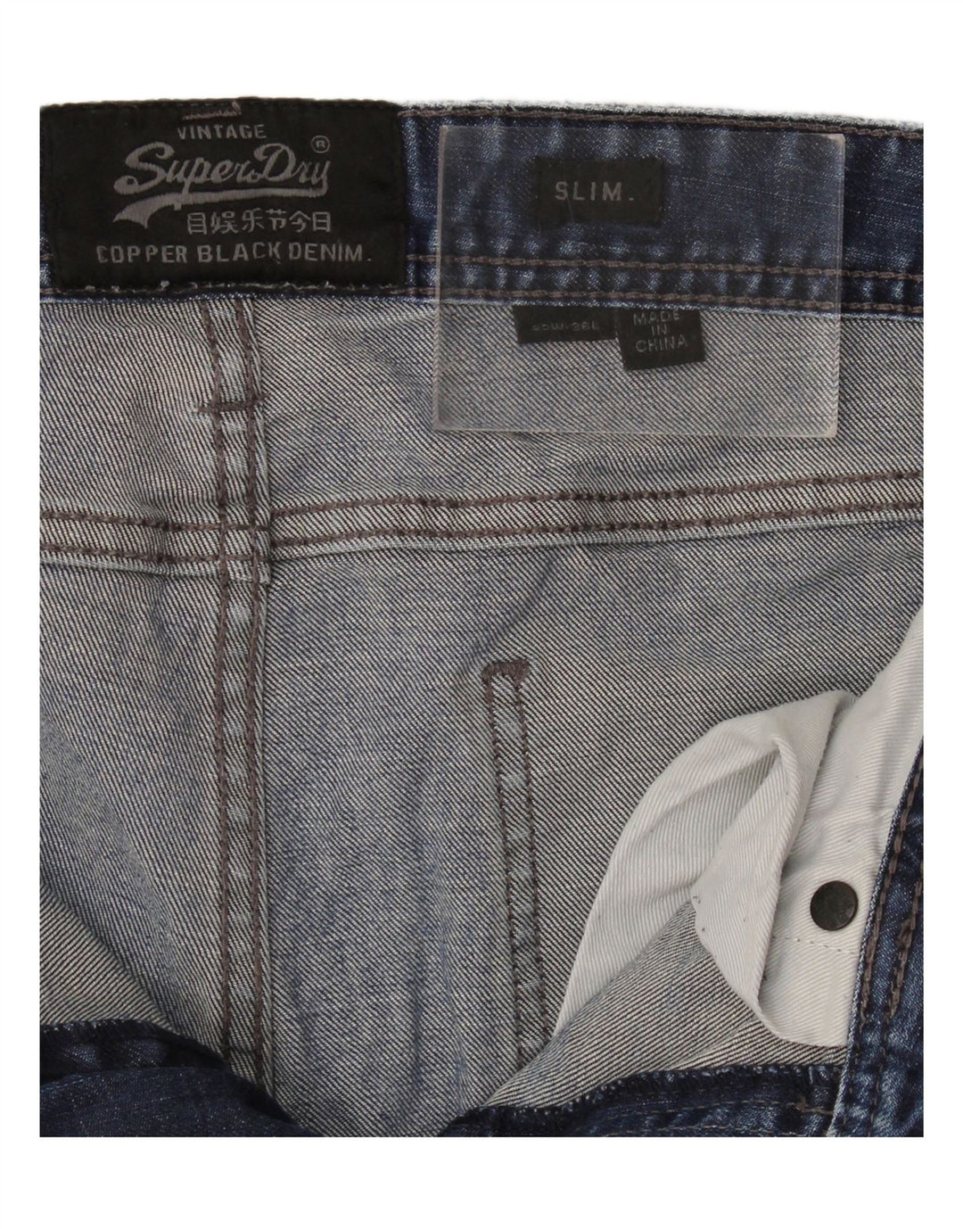 Jeans Superdry Masculino Slim W32 L36 Azul Algodão