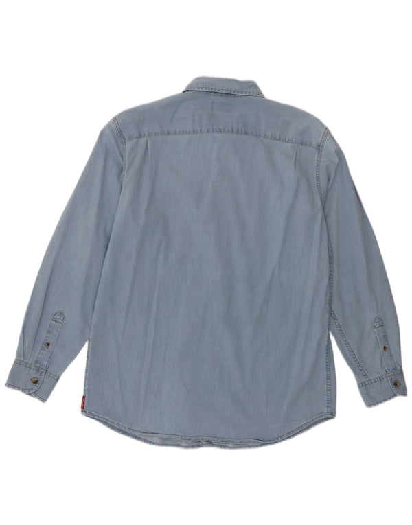 Wrangler Camisa jeans masculina grande azul