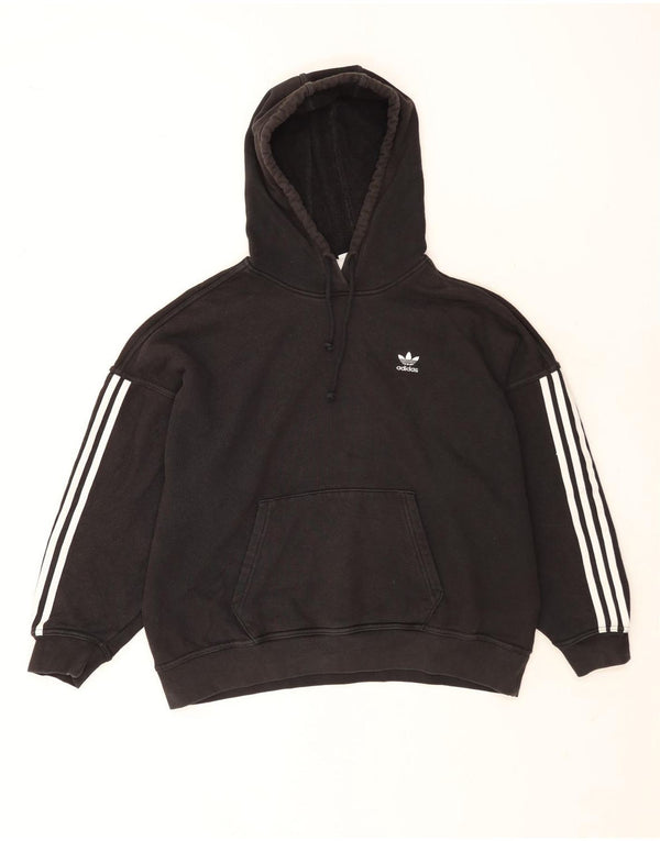 Adidas Womens Oversized Hoodie Jumper Reino Unido 10 Pequeno Algodão Preto