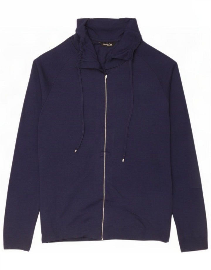 Massimo Dutti Womens Tracksuit Top Jacket UK 10 Small Navy Blue Lyocell