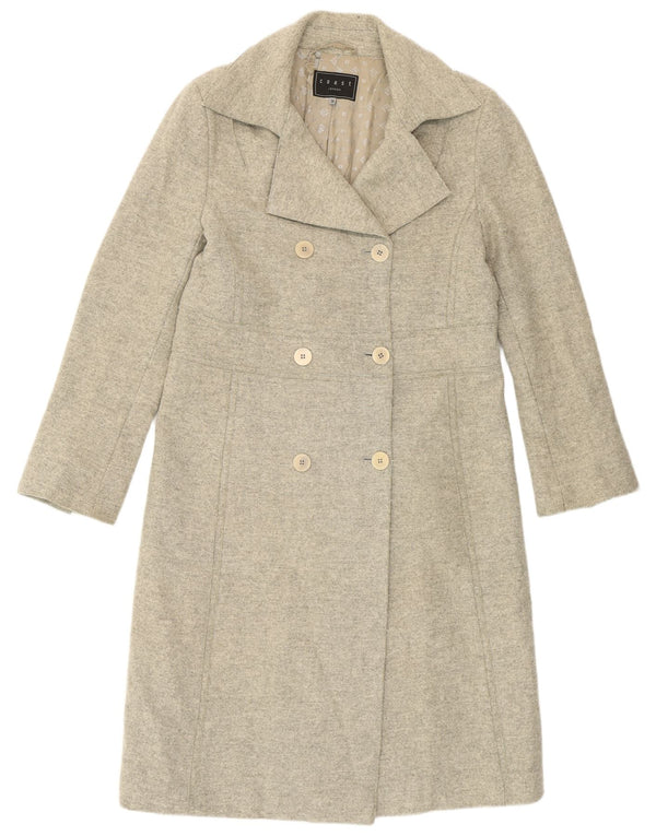 Casaco feminino com peito duplo Coast UK 14 grande lã virgem cinza