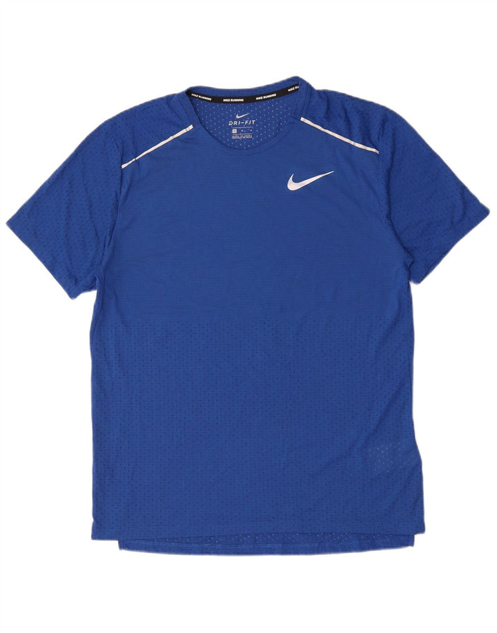 Nike Mens Dri Fit Camiseta Top Médio Azul Poliéster
