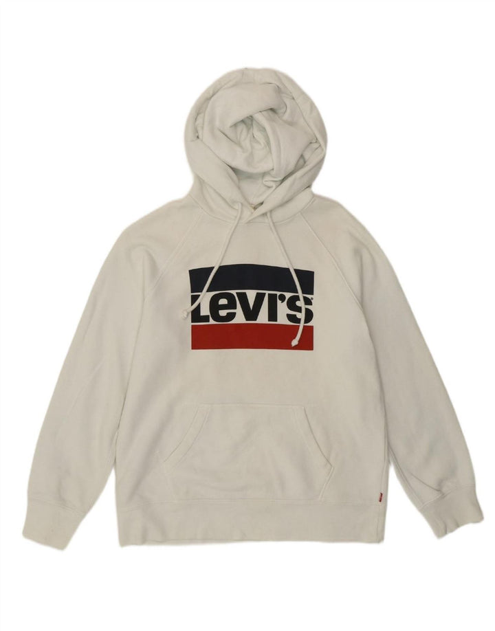 Suéter feminino com capuz gráfico LEVI'S UK 6 XS algodão branco