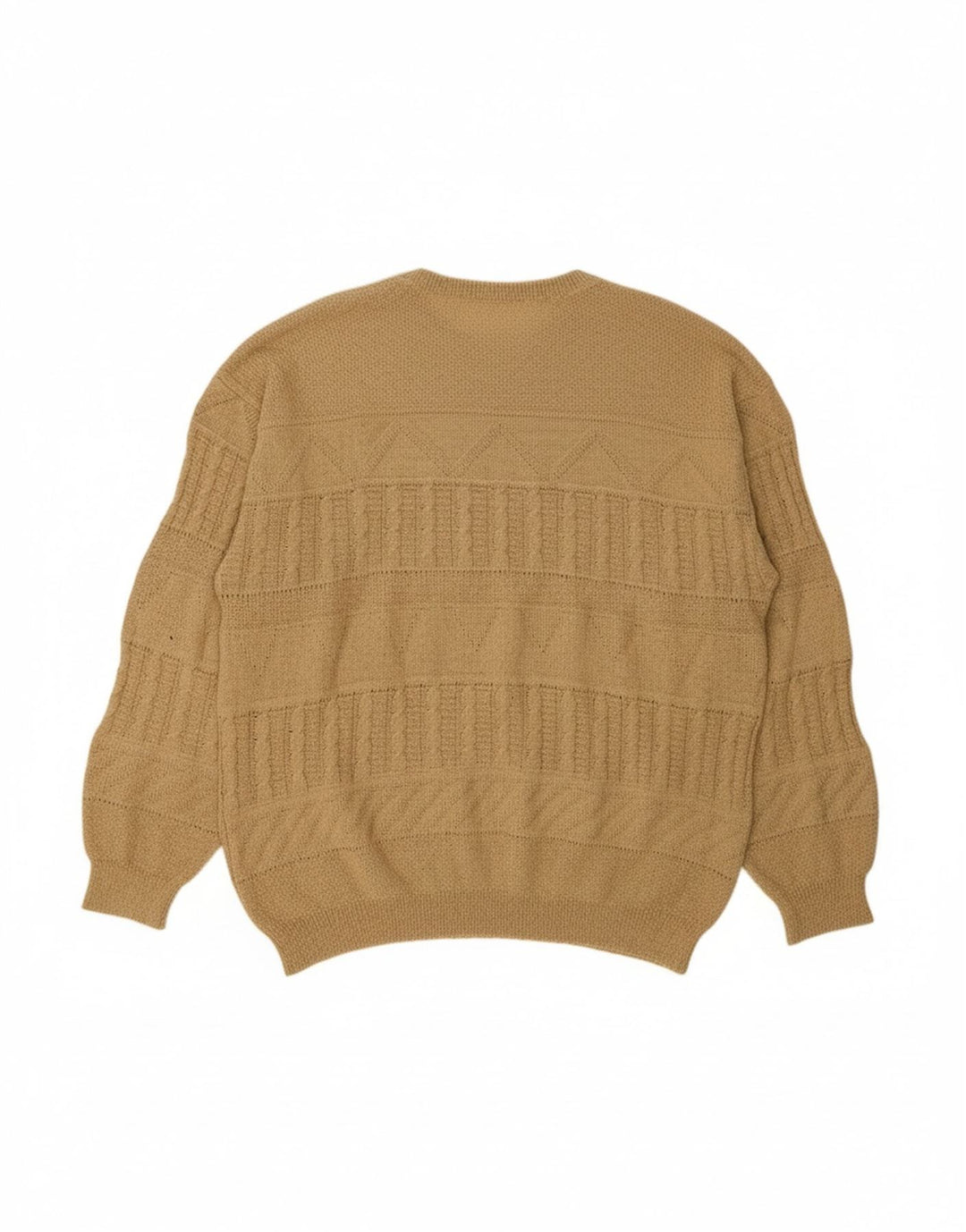 Suéter masculino VINTAGE com gola redonda IT 54 XL algodão bege