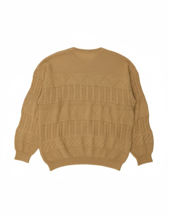 Suéter masculino VINTAGE com gola redonda IT 54 XL algodão bege
