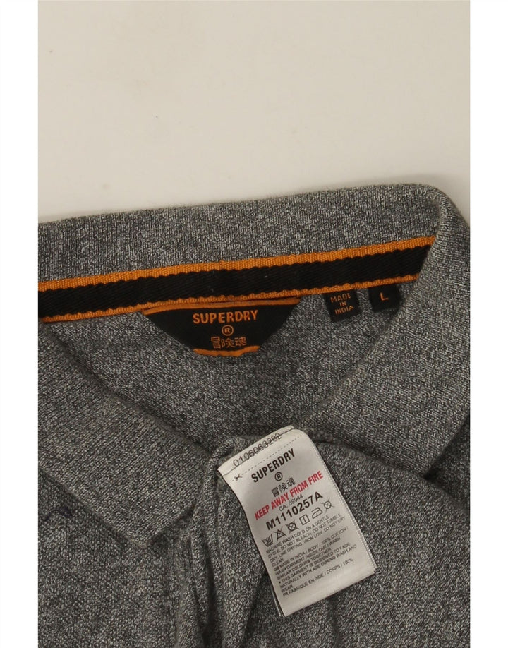 Camisa polo masculina Superdry gráfica grande algodão manchado cinza