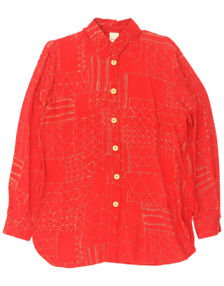Divina Camisa Feminina Blusa EU 38 Médio Vermelho Geométrico Cupro