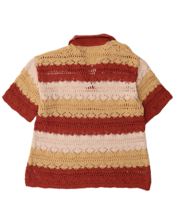 Camisa polo feminina de malha solta Zara Reino Unido 16 grande listrada multicolorida