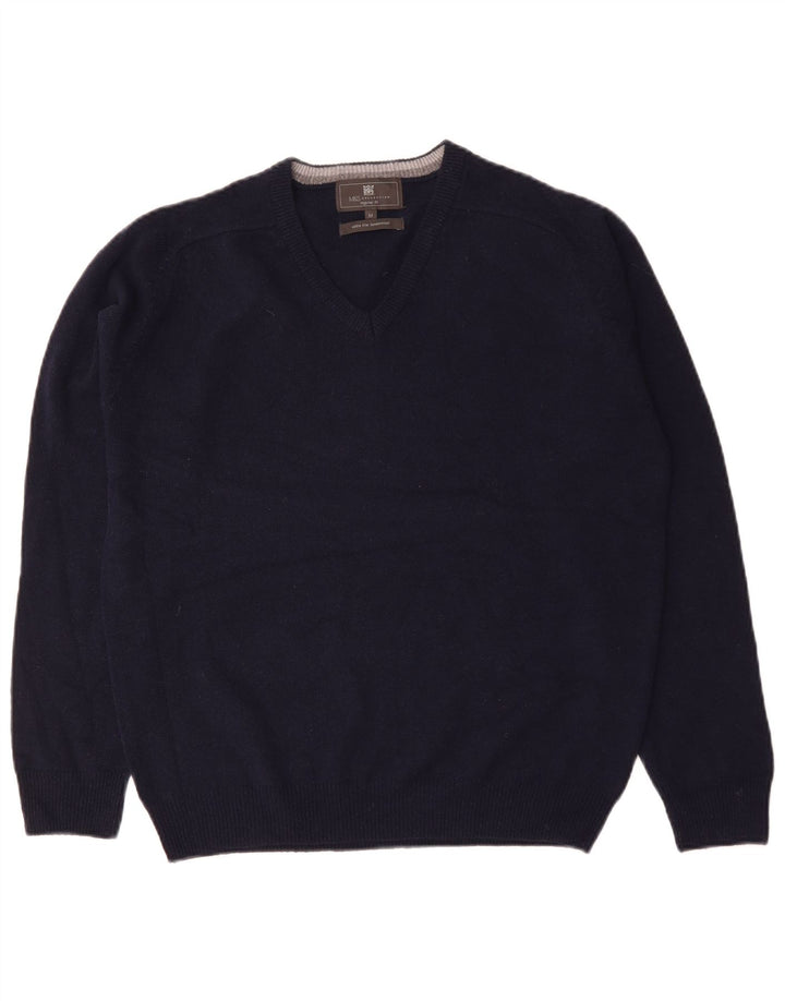 Suéter masculino Marks & Spencer regular fit com decote em V azul marinho médio