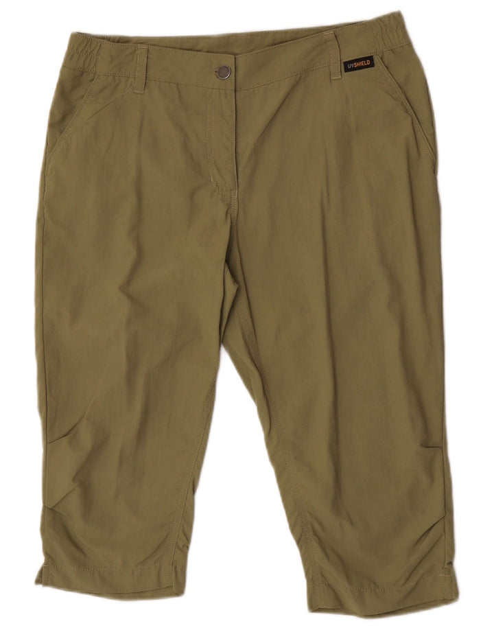 Bermuda feminina Jack Wolfskin UK 10 pequena W32 cáqui poliamida