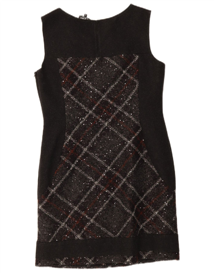 Vestido feminino Marks & Spencer Per Una com bainha UK 12 médio preto xadrez