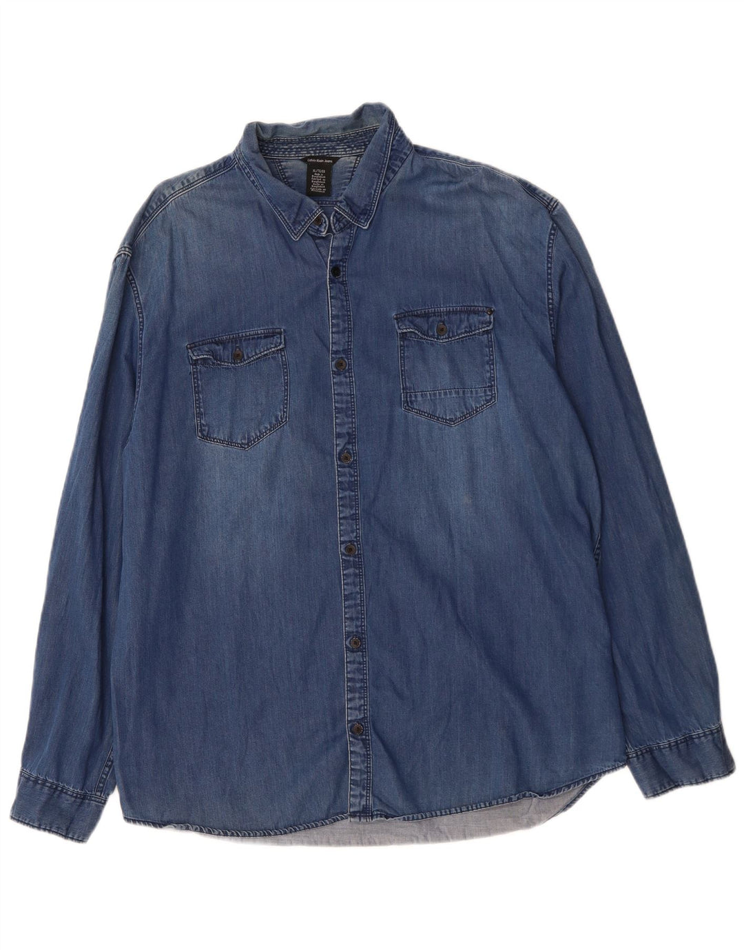 CALVIN KLEIN JEANS Camisa jeans masculina XL algodão azul