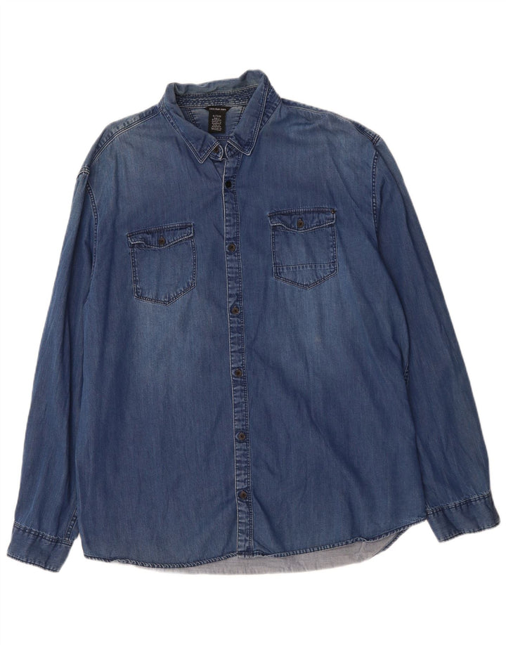 CALVIN KLEIN JEANS Camisa jeans masculina XL algodão azul