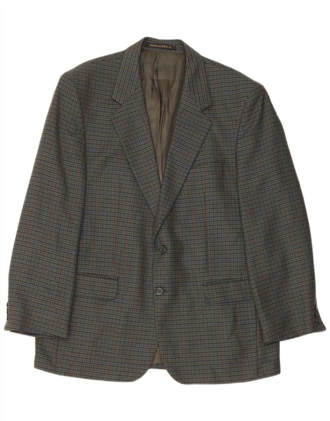 Jaqueta blazer masculina de 2 botões Marks & Spencer UK 44 XL verde Houndstooth
