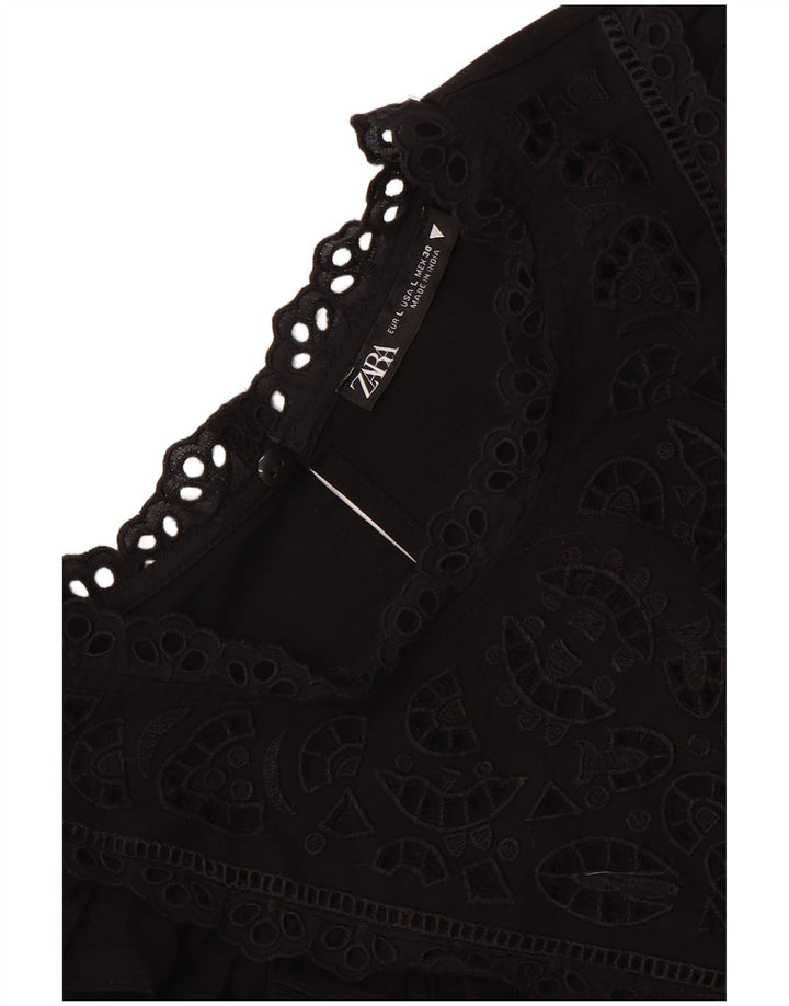 Vestido feminino Zara de manga comprida UK 14 grande preto