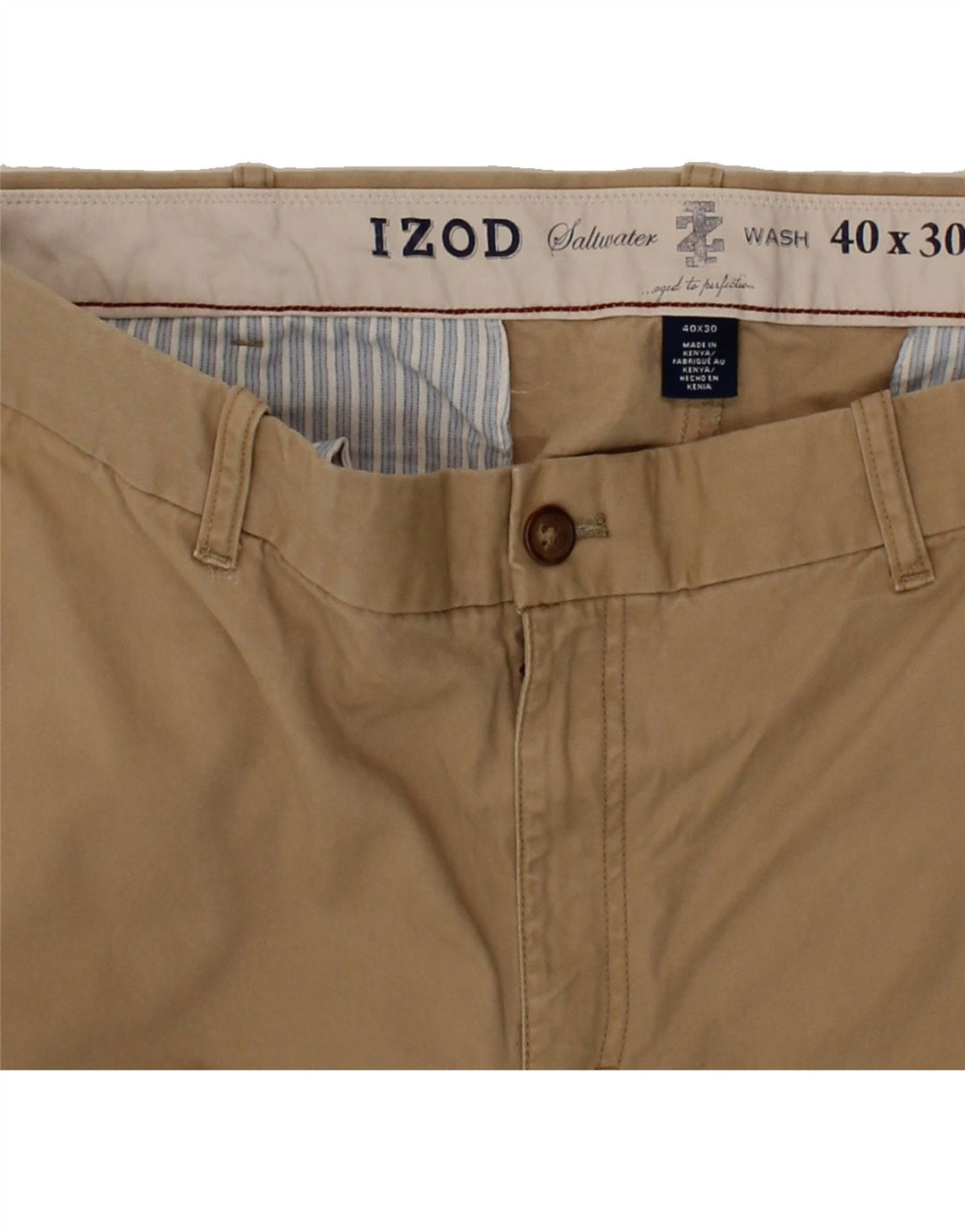 IZOD Mens Salt Water Straight Chino Trousers W40 L30  Beige Cotton Vintage Izod and Second-Hand Izod from Messina Hembry 