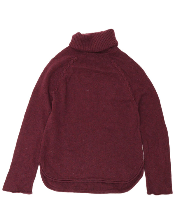 Suéter feminino Jigsaw com gola redonda Reino Unido 6 XS lã cor de vinho