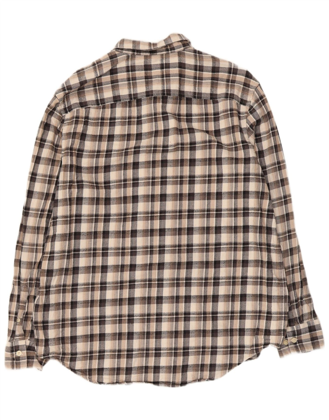 Camisa masculina de flanela Calvin Klein algodão xadrez bege médio