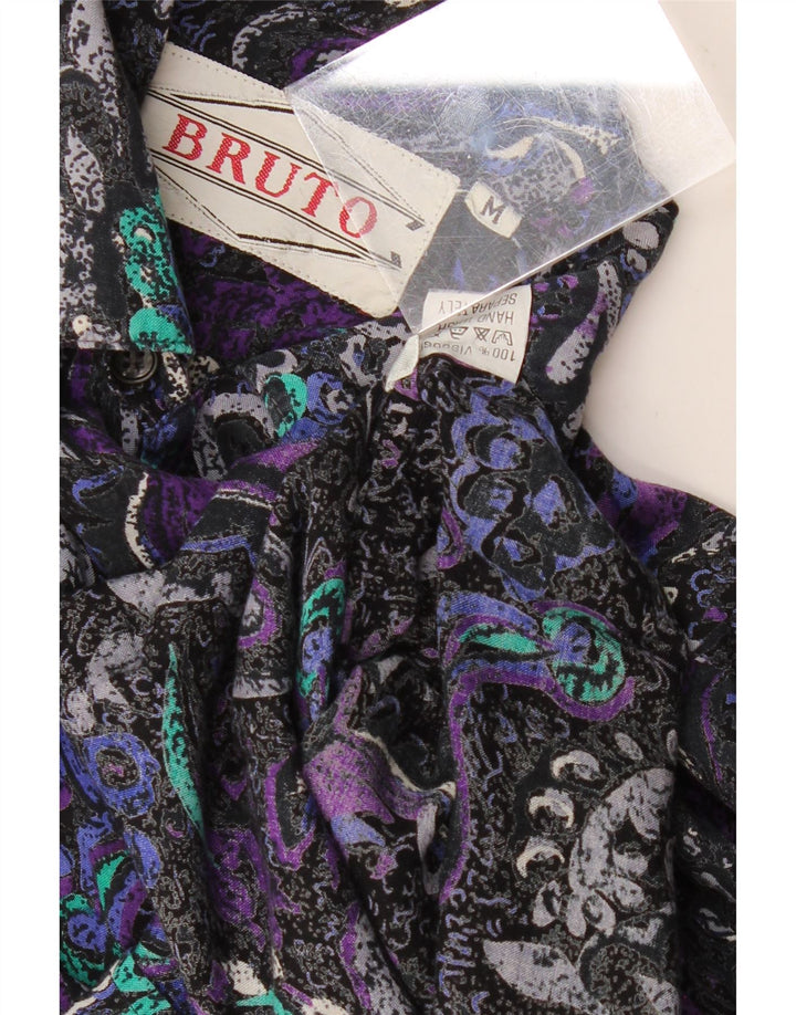 Camisa masculina VINTAGE de manga curta média multicolorida Paisley Viscose