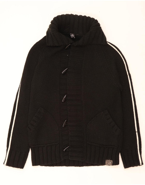 Suéter cardigã masculino vintage grande acrílico preto