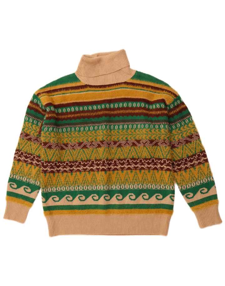 Suéter masculino VINTAGE com gola redonda grande multicolorido Fair Isle