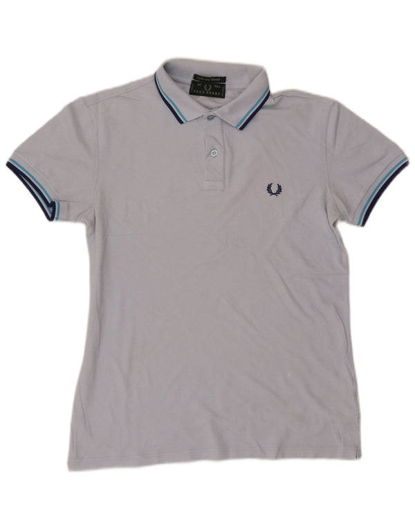 Fred Perry Mens Polo Shirt Medium Blue Striped Cotton