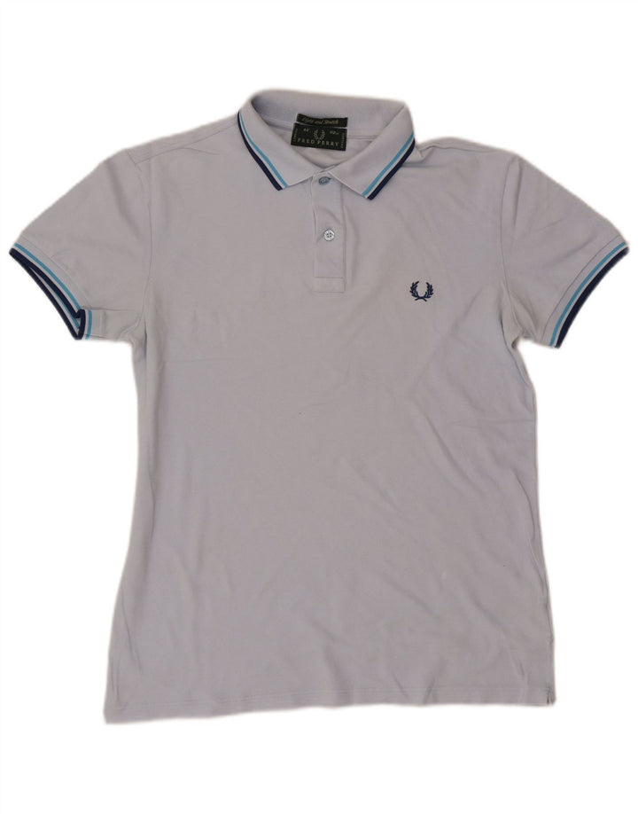 Camisa polo masculina Fred Perry de algodão listrado azul médio