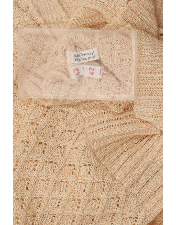 Suéter feminino VINTAGE manga curta com decote em V IT 42 médio off white